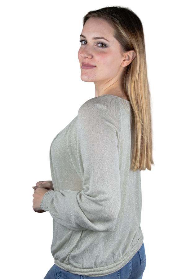 Blusa con cintura y puños fruncidos