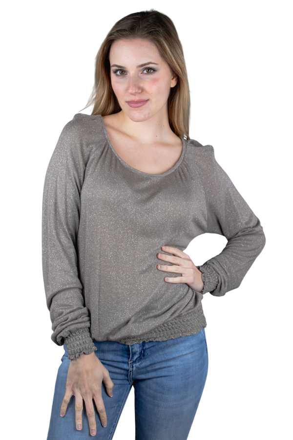 Blusa con cintura y puños fruncidos