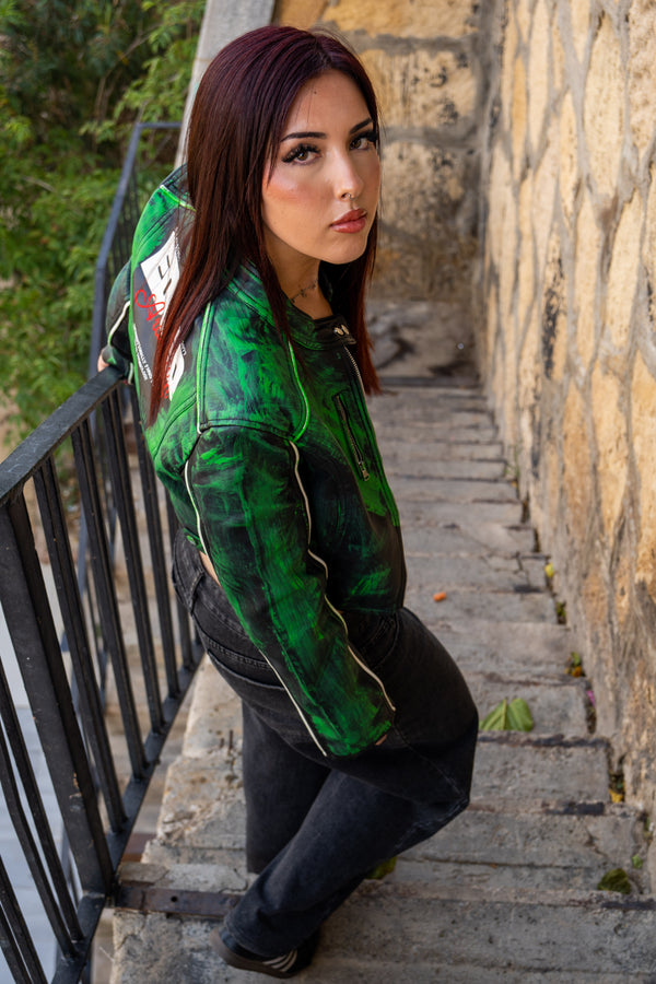 Cazadora biker pinceladas