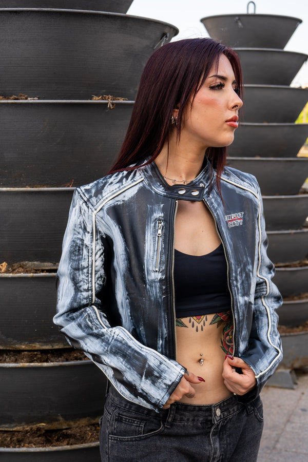 Cazadora biker pinceladas