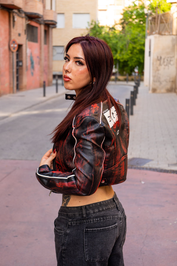 Cazadora biker pinceladas