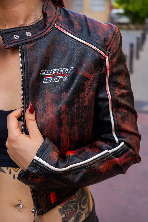 Cazadora biker pinceladas