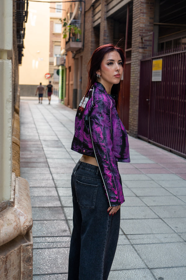 Cazadora biker pinceladas