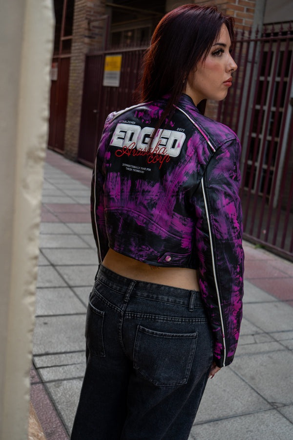 Cazadora biker pinceladas