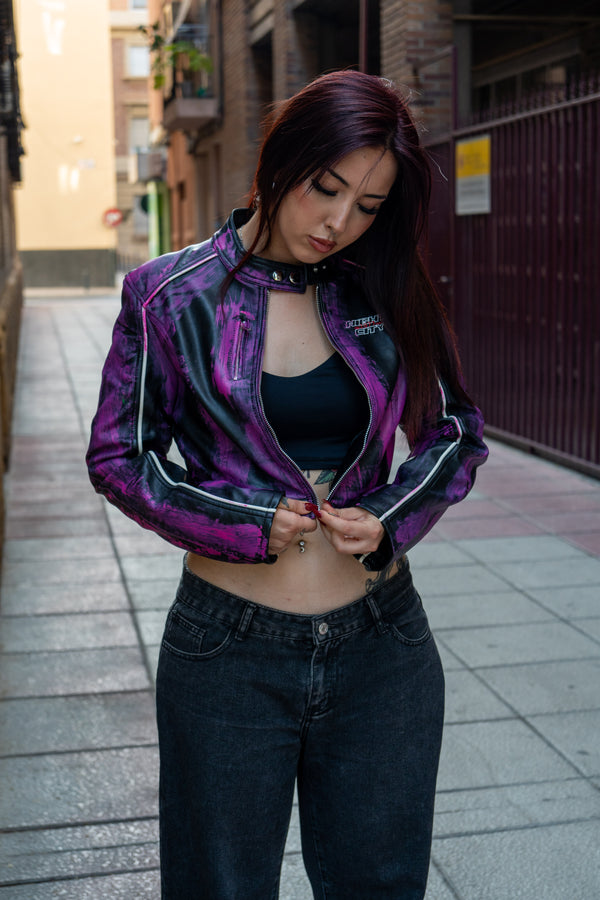 Cazadora biker pinceladas