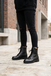 Botines de caña media con cordones - Negro