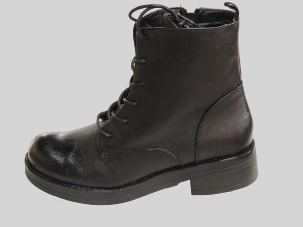 Botines de caña media con cordones - Negro