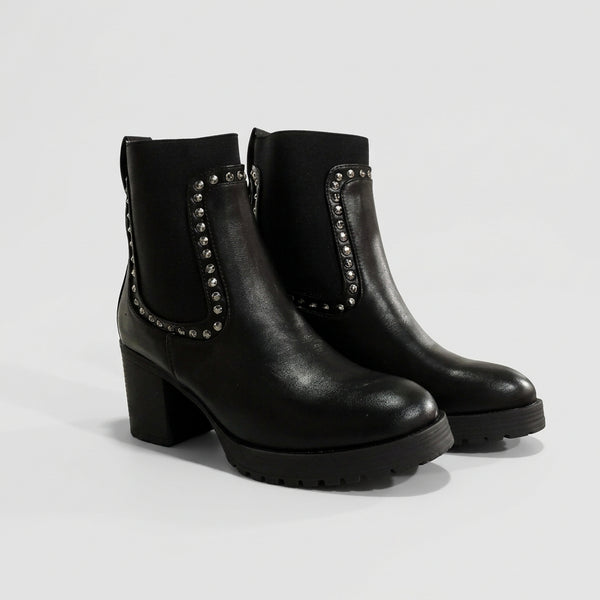 Botines pedrería con tacón ancho