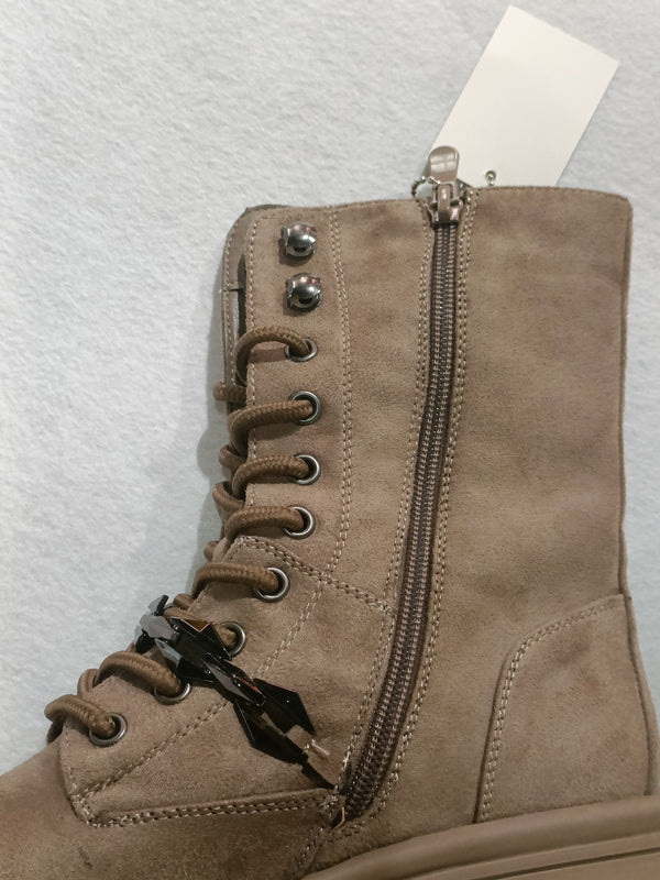 Botines de caña media con cordones - Kaki