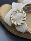 Sandalias Textura Natural Cuña de Media Altura