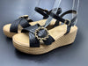 Sandalias Textura Natural Cuña de Media Altura