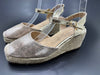 Sandalias de Cuña Brillo Plata y Dorado