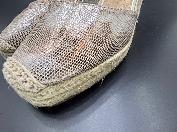 Sandalias de Cuña Brillo Plata y Dorado