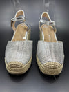 Sandalias de Cuña Brillo Plata y Dorado