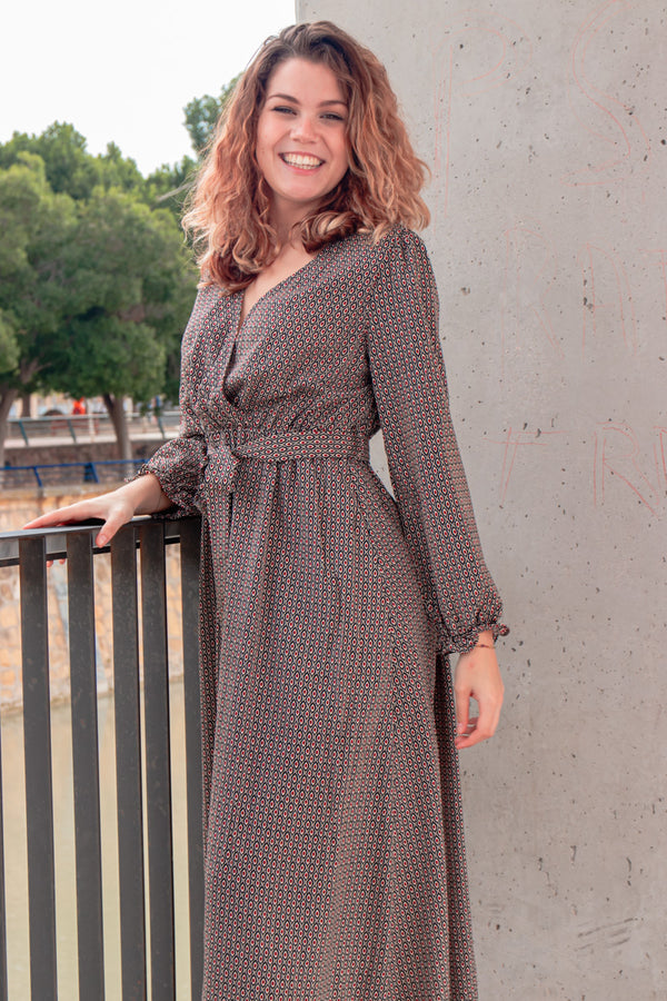 Vestido largo escote cruzado