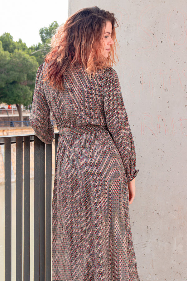 Vestido largo escote cruzado