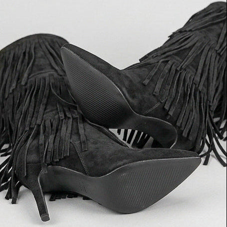 Botas de caña alta y flecos S-5532 Negro