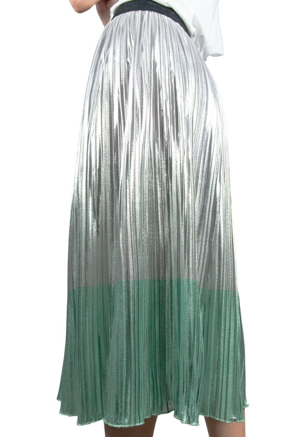 Falda midi plateada