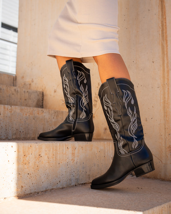 Botas de caña alta A-3435 Negro