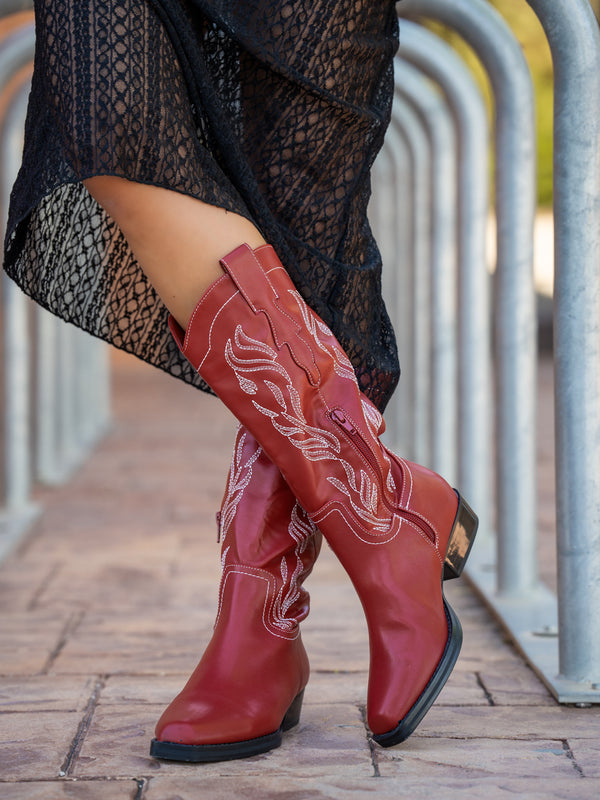 Botas de caña alta A-3435 Burdeos