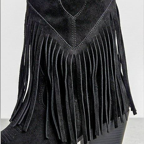 Botas de caña alta y flecos A-5431 Negro
