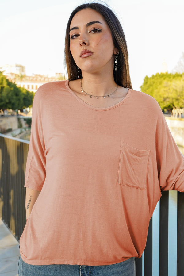Camiseta lisa con bolsillo