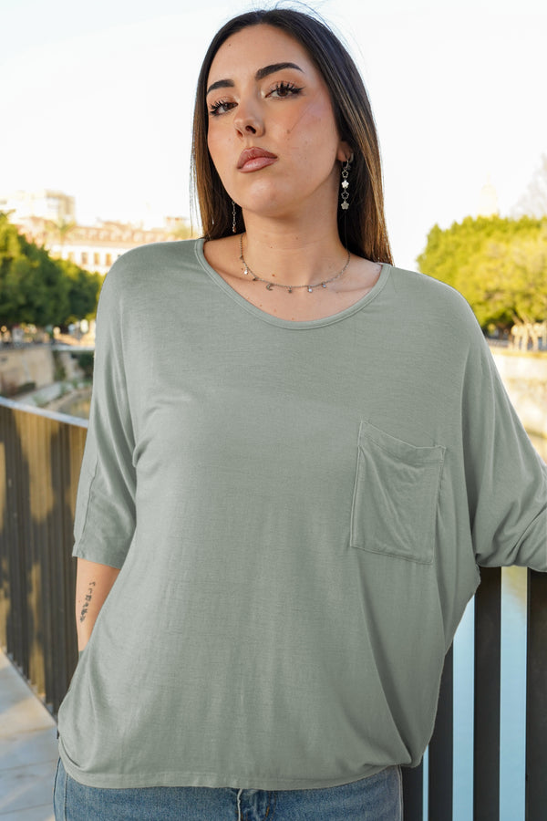 Camiseta lisa con bolsillo