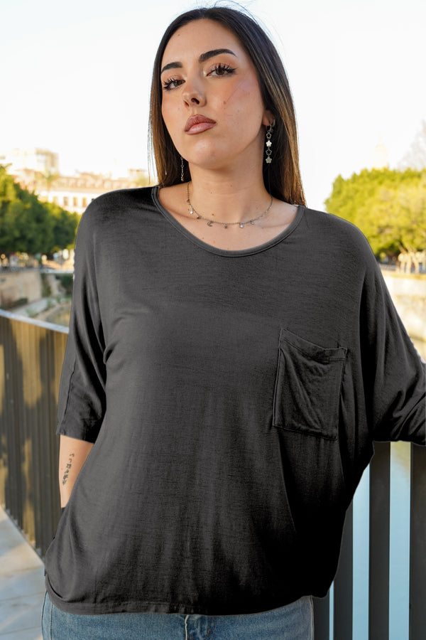 Camiseta lisa con bolsillo
