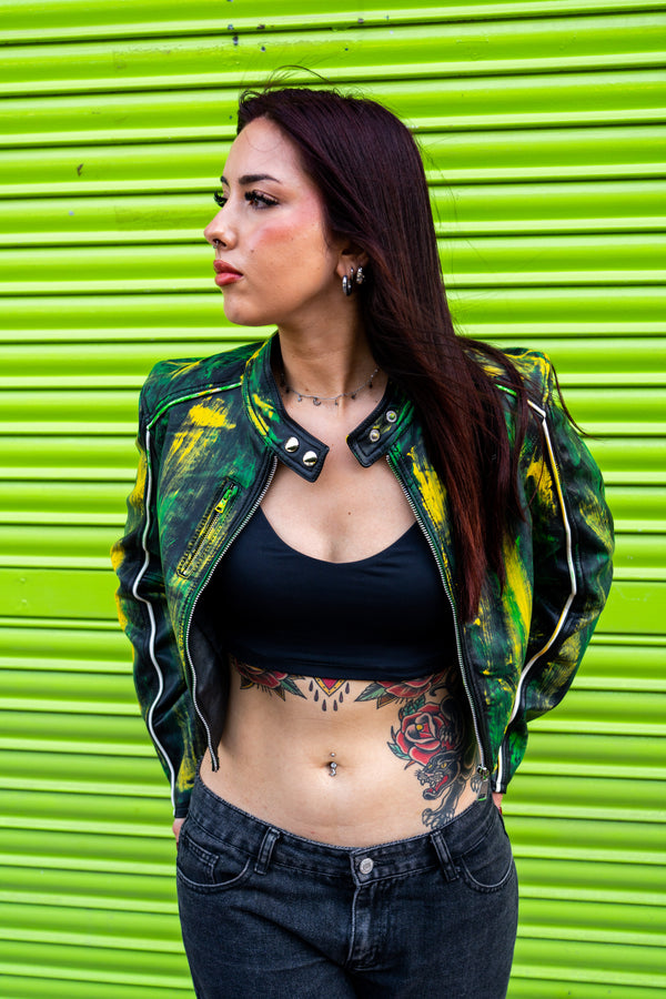 Cazadora biker pinceladas