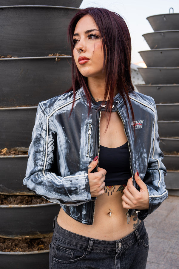 Cazadora biker pinceladas