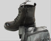 Botines de caña media con cordones - Negro