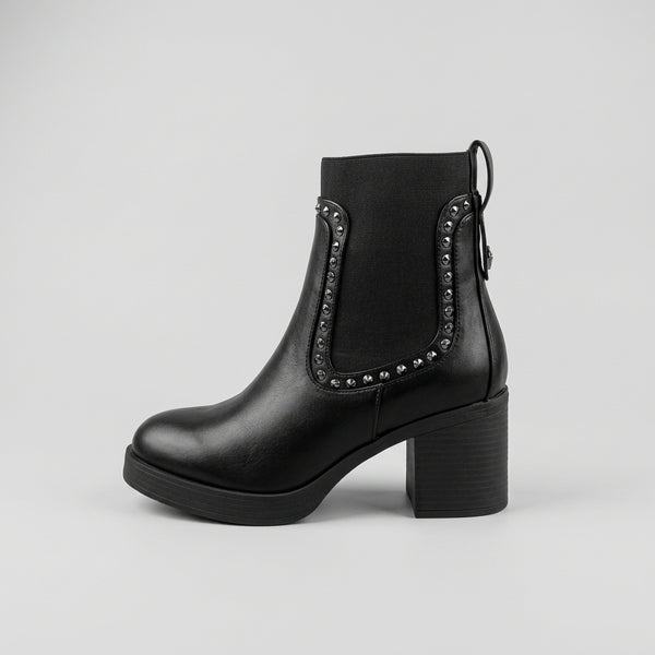 Botines pedrería con tacón ancho