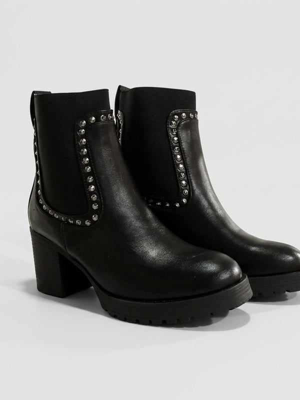 Botines pedrería con tacón ancho