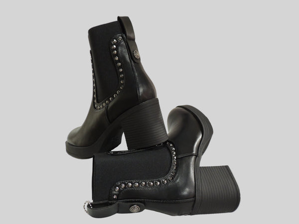 Botines pedrería con tacón ancho
