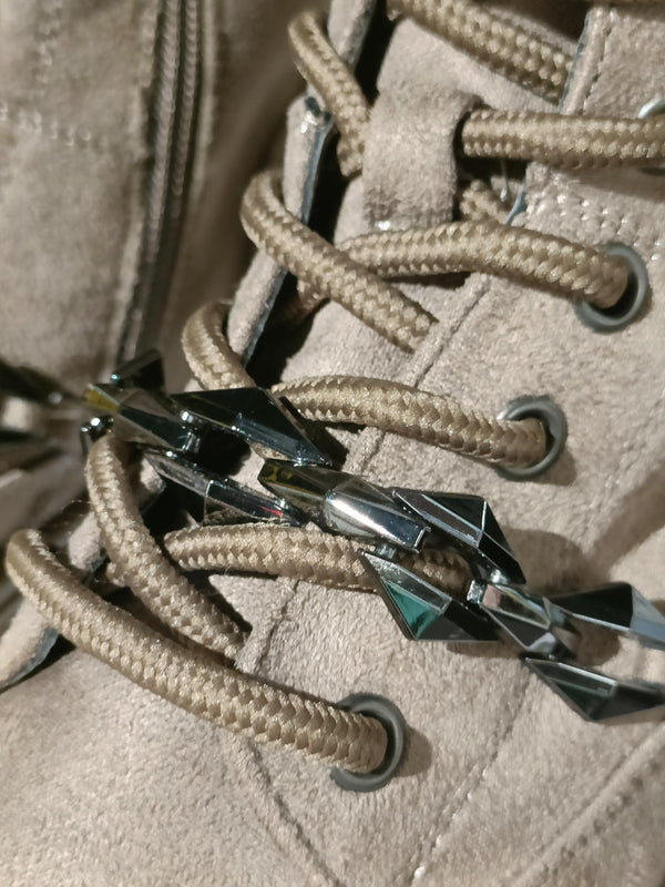 Botines de caña media con cordones - Kaki