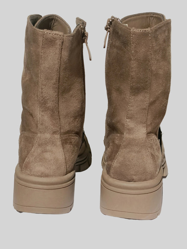 Botines de caña media con cordones - Kaki