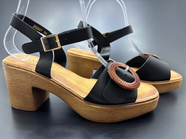 Sandalias de Tiras - Tacón cuadrado - Hebilla Efecto Carey