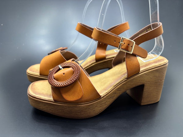 Sandalias de Tiras - Tacón cuadrado - Hebilla Efecto Carey