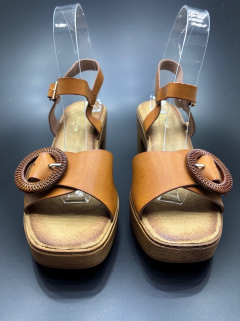 Sandalias de Tiras - Tacón cuadrado - Hebilla Efecto Carey