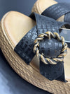 Sandalias Textura Natural Cuña de Media Altura