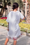 Vestido corto con volante cruzado