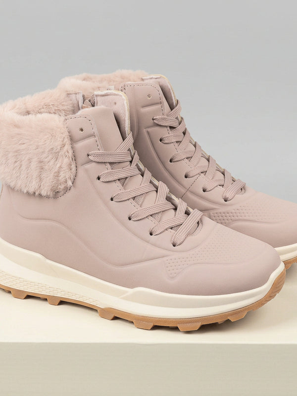 Botines soft pink con pelo